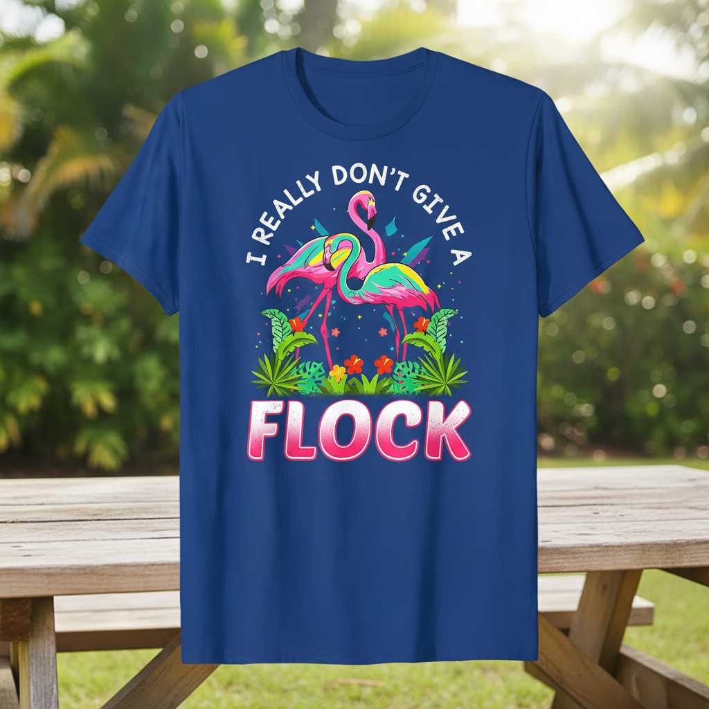 I Really Dont Give A Flock Flamingo T-Shirt, Funny Graphic Tee Souvenir