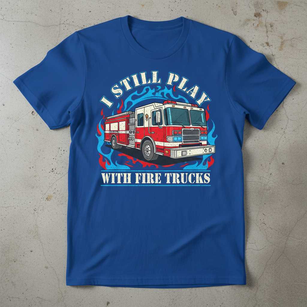 I Still Play With Fire Trucks Vintage T-Shirt, Funny Firefighter Tee Idea