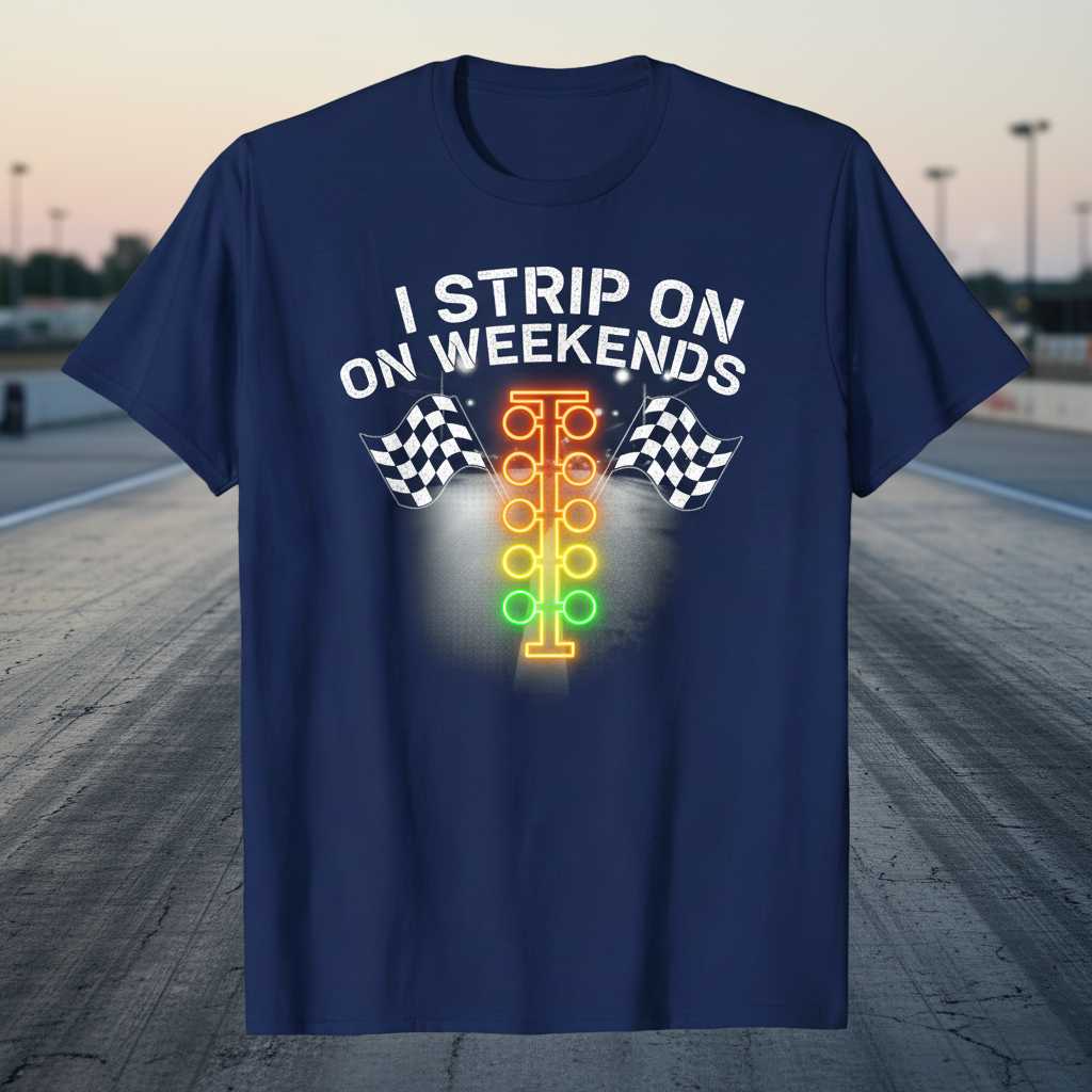 I Strip On Weekends Distressed T-Shirt, Funny Drag Racing Novelty Tee Gear