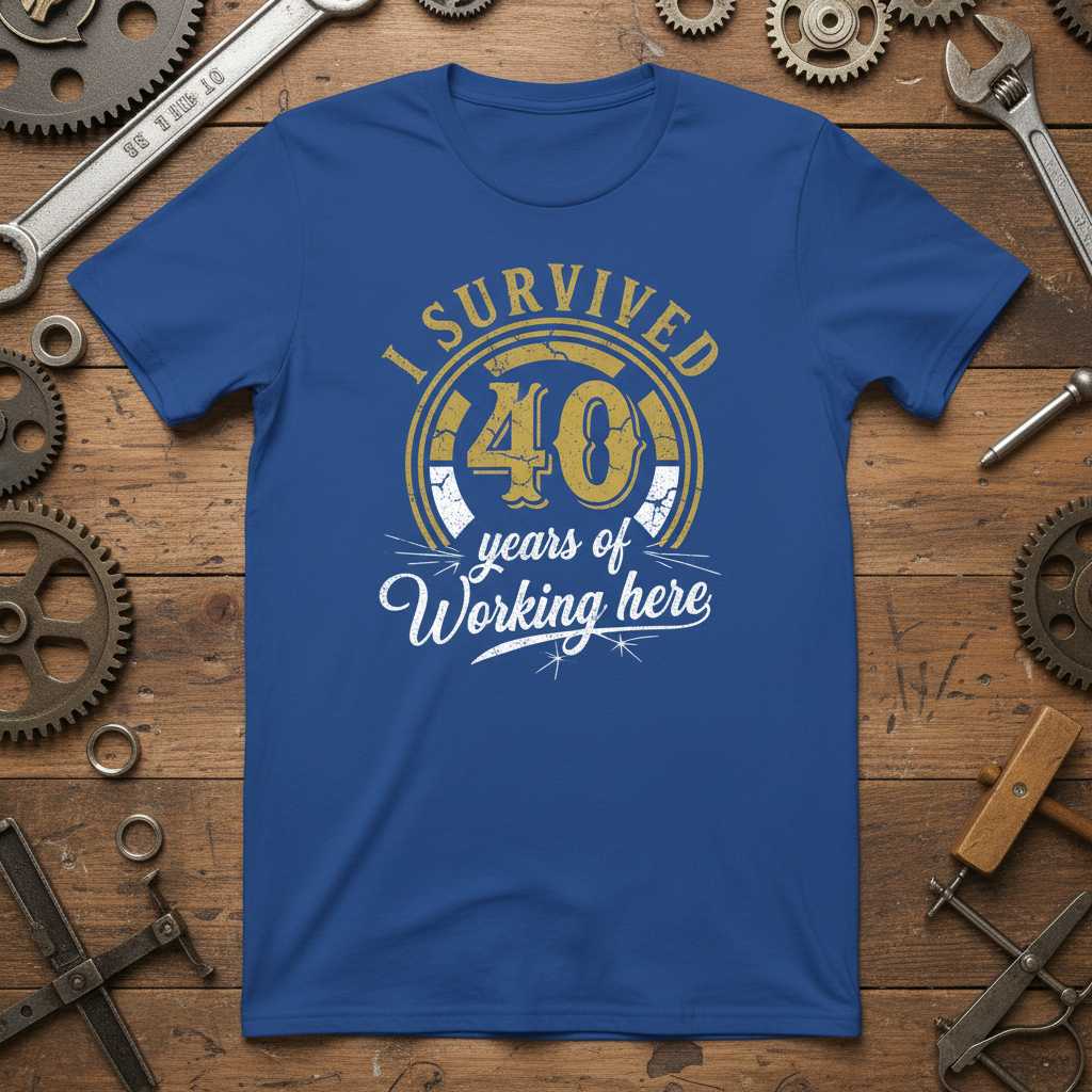 I Survived 40 Years Of Working Here Vintage Distressed T-Shirt, Funny Tee Idea