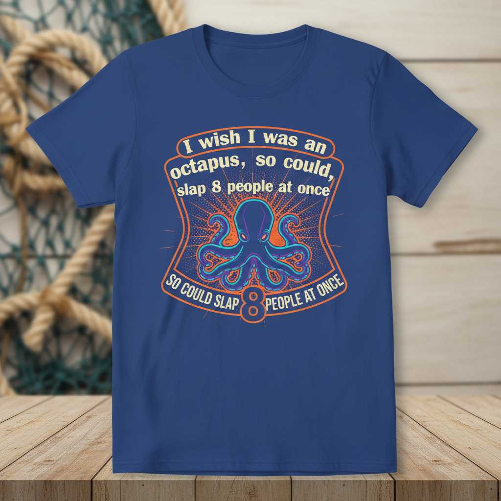 I Wish I Was An Octopus So I Could Slap 8 People At Once Funny T-Shirt Graphic Tee