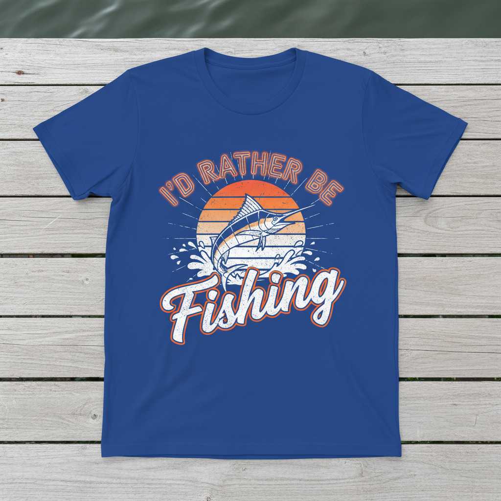 Id Rather Be Fishing Vintage Retro T-Shirt, Novelty Graphic Tee Idea
