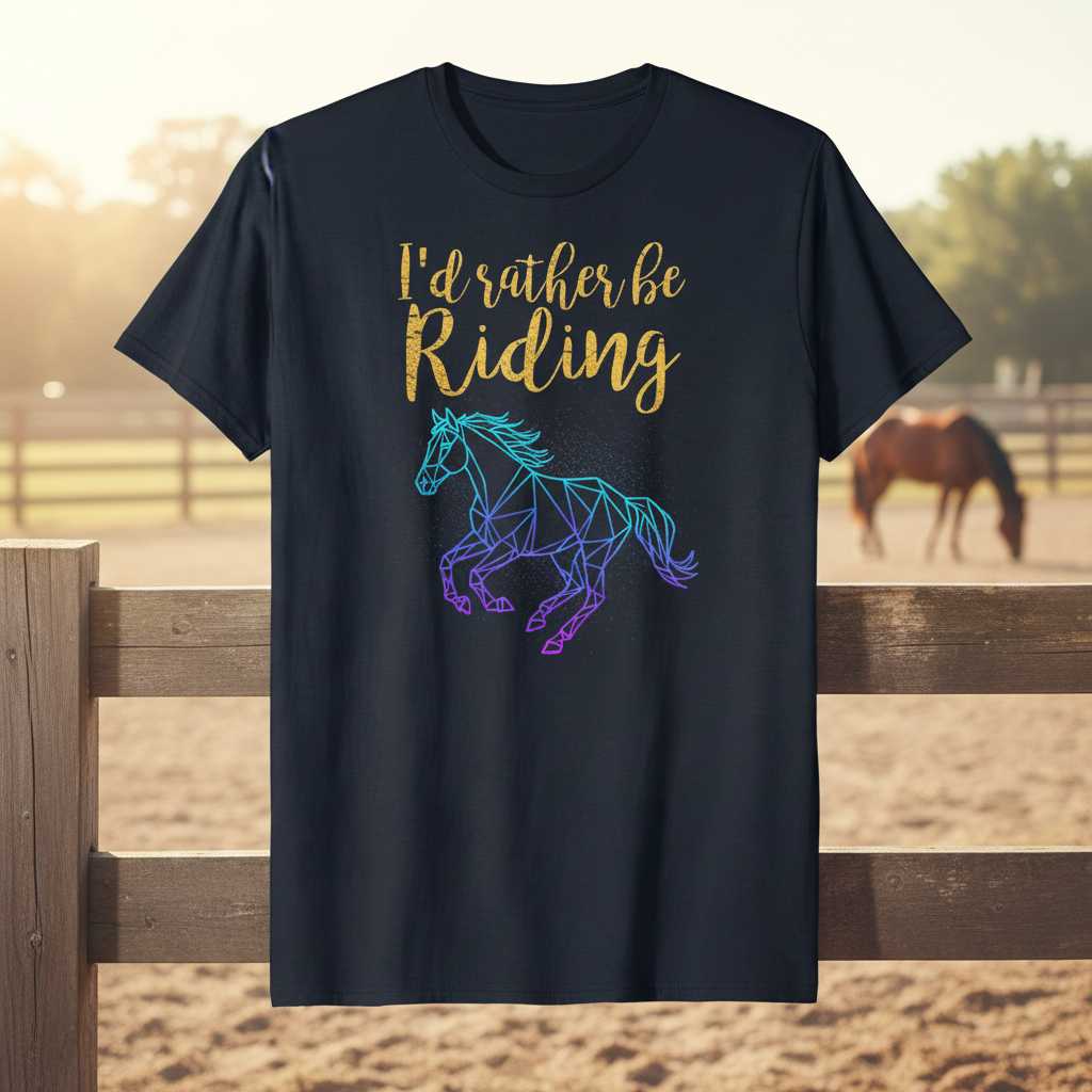 Id Rather Be Riding Distressed Horse Lover T-Shirt, Graphic Tee Gift Idea