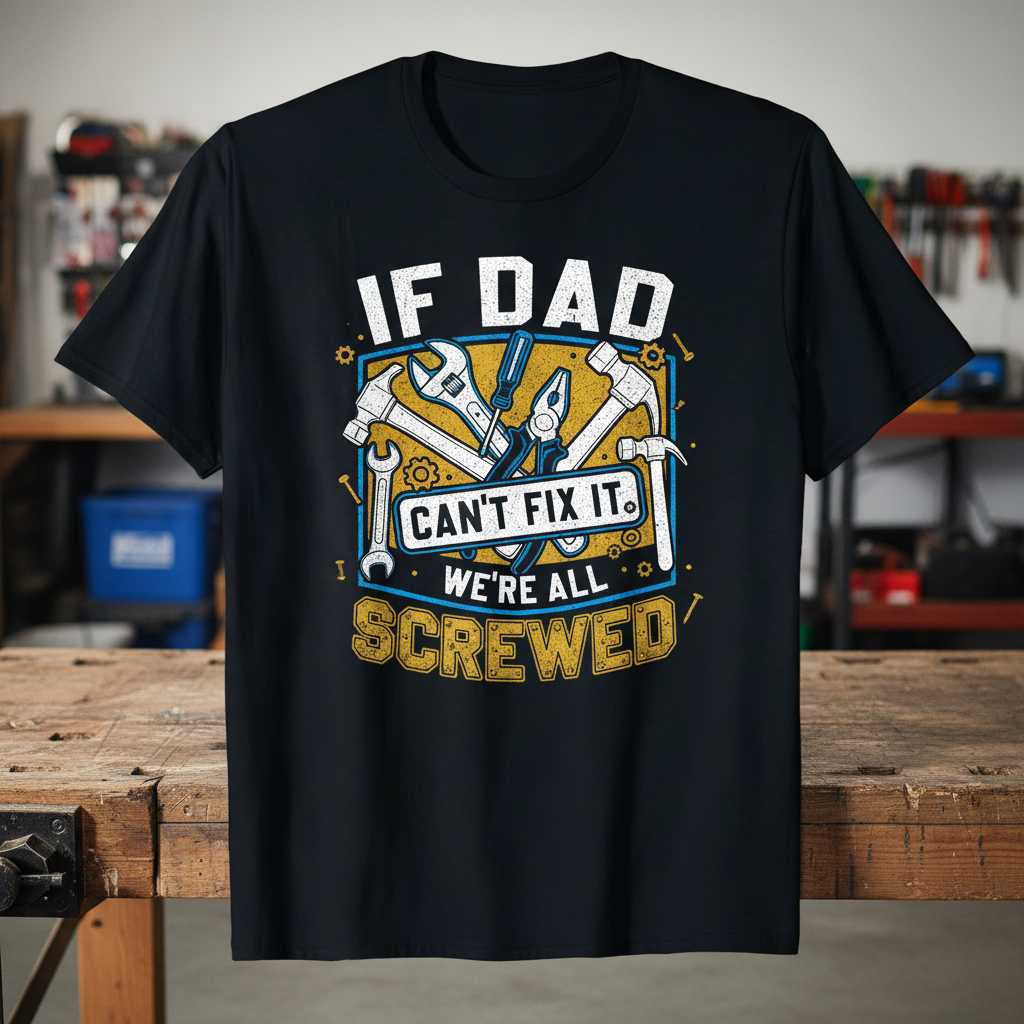 If Dad Cant Fix It Were All Screwed Vintage T-Shirt Funny Novelty Tee Gear
