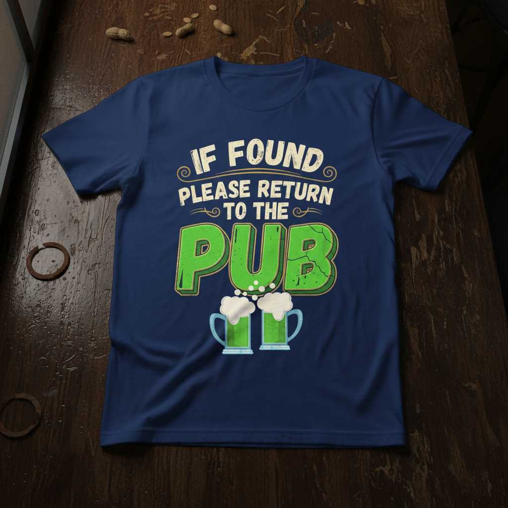 If Found Please Return To The Pub Vintage T-Shirt, Funny Novelty Tee Idea
