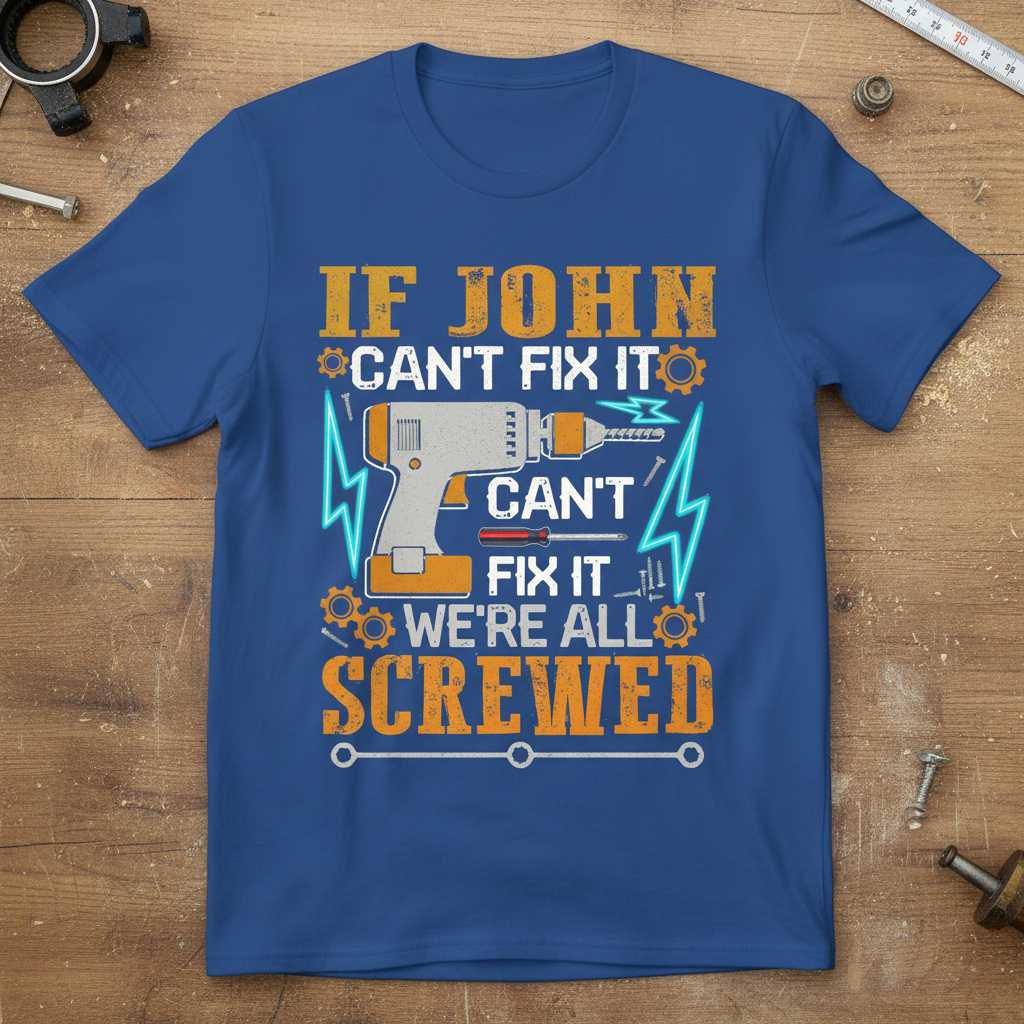 If John Cant Fix It Were All Screwed Distressed T-Shirt, Funny Tee Gift Idea