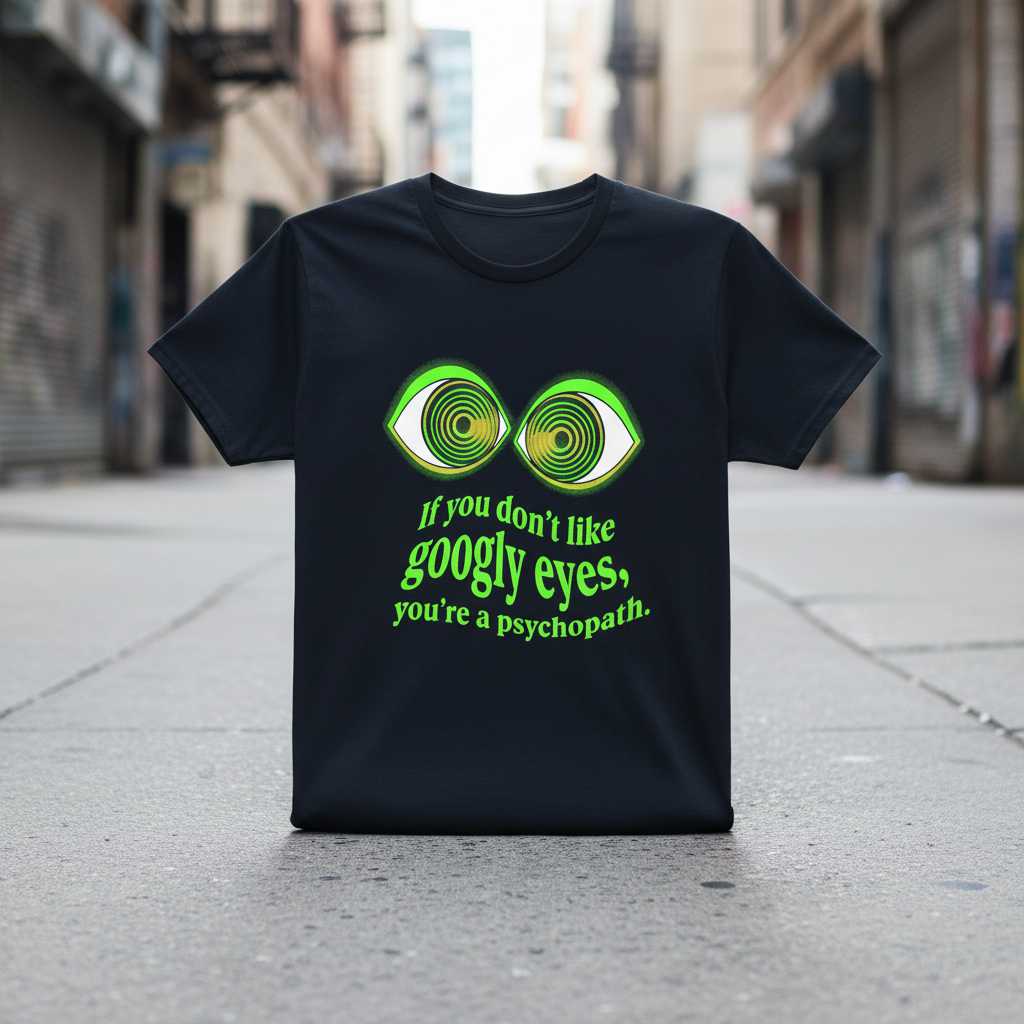 If You Dont Like Googly Eyes, Youre A Psychopath. Graphic T-Shirt Funny Tee