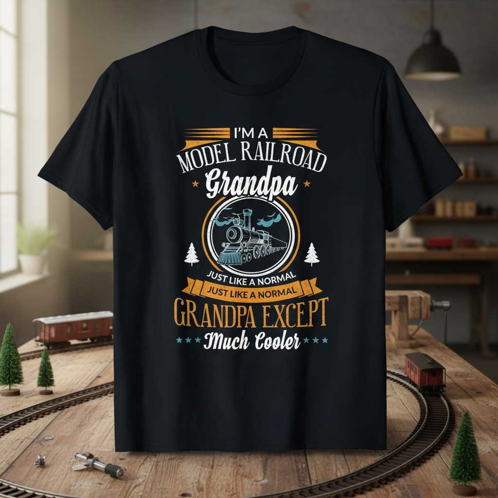 Im A Model Railroad Grandpa Just Like A Normal Grandpa Except Much Cooler Vintage T-Shirt, Funny Tee