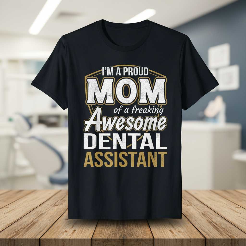 Im A Proud Mom Of A Freaking Awesome Dental Assistant Distressed T-Shirt, Graphic Tee