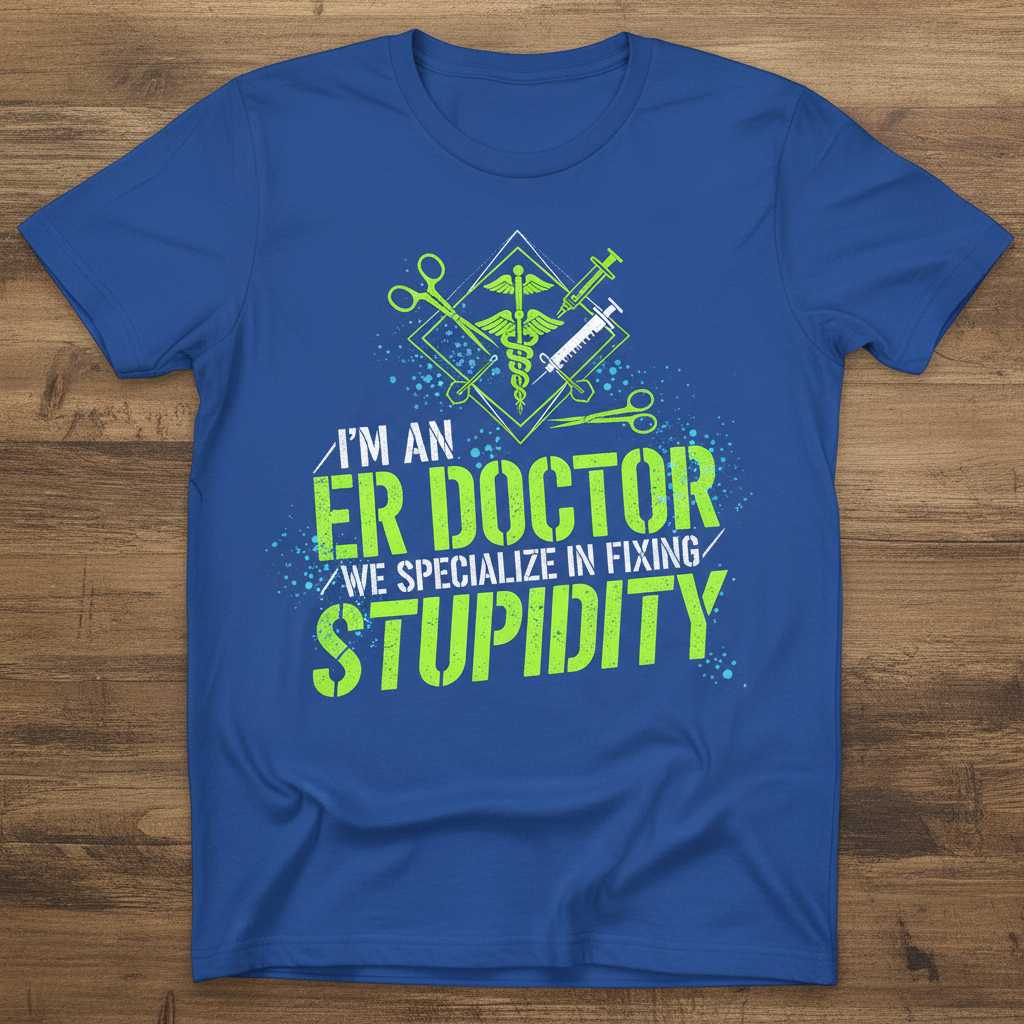 Im An ER Doctor We Specialize In Fixing Stupidity Distressed T-Shirt, Funny Tee Gear