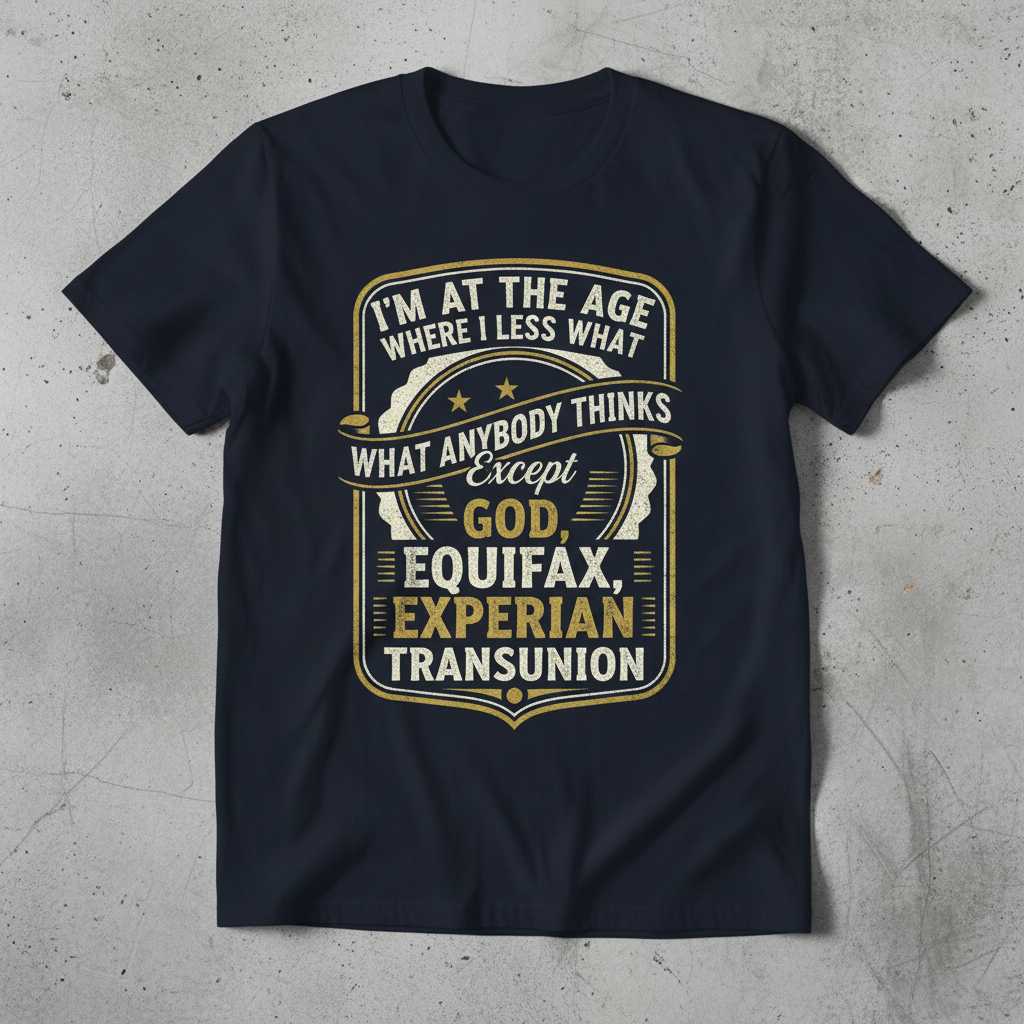 Im At The Age Where I Care Less What Anybody Thinks Except God, Equifax, Experian, Transunion Distressed T-Shirt, Funny Tee