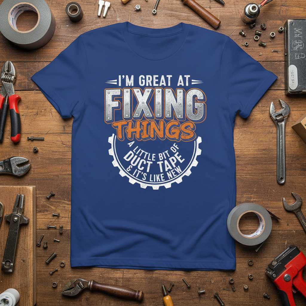 Im Great At Fixing Things A Little Bit Of Duct Tape & Its Like New Distressed T-Shirt Novelty Tee