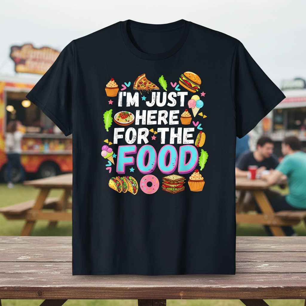 Im Just Here For The Food Graphic T-Shirt, Funny Foodie Festival Tee Souvenir