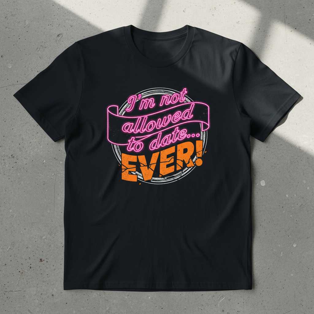 Im Not Allowed To Date... Ever! Distressed T-Shirt, Funny Graphic Tee Gear