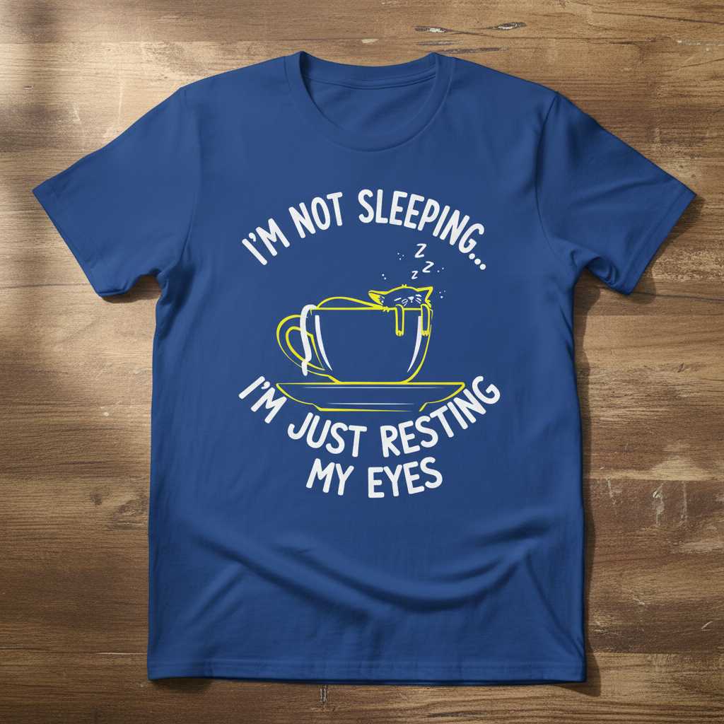 Im Not Sleeping... Im Just Resting My Eyes Funny Cat T-Shirt Graphic Tee