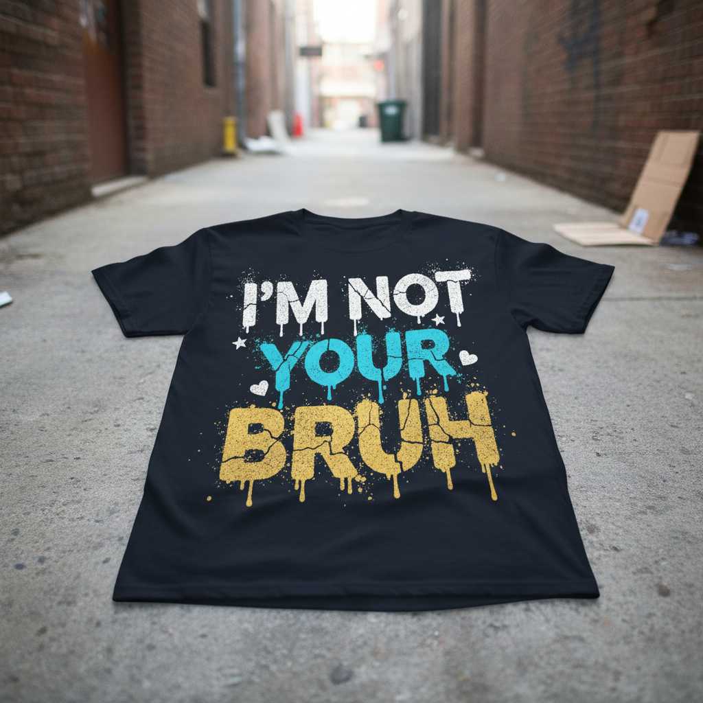 Im Not Your Bruh Distressed Grunge T-Shirt, Funny Graphic Tee Novelty Gear