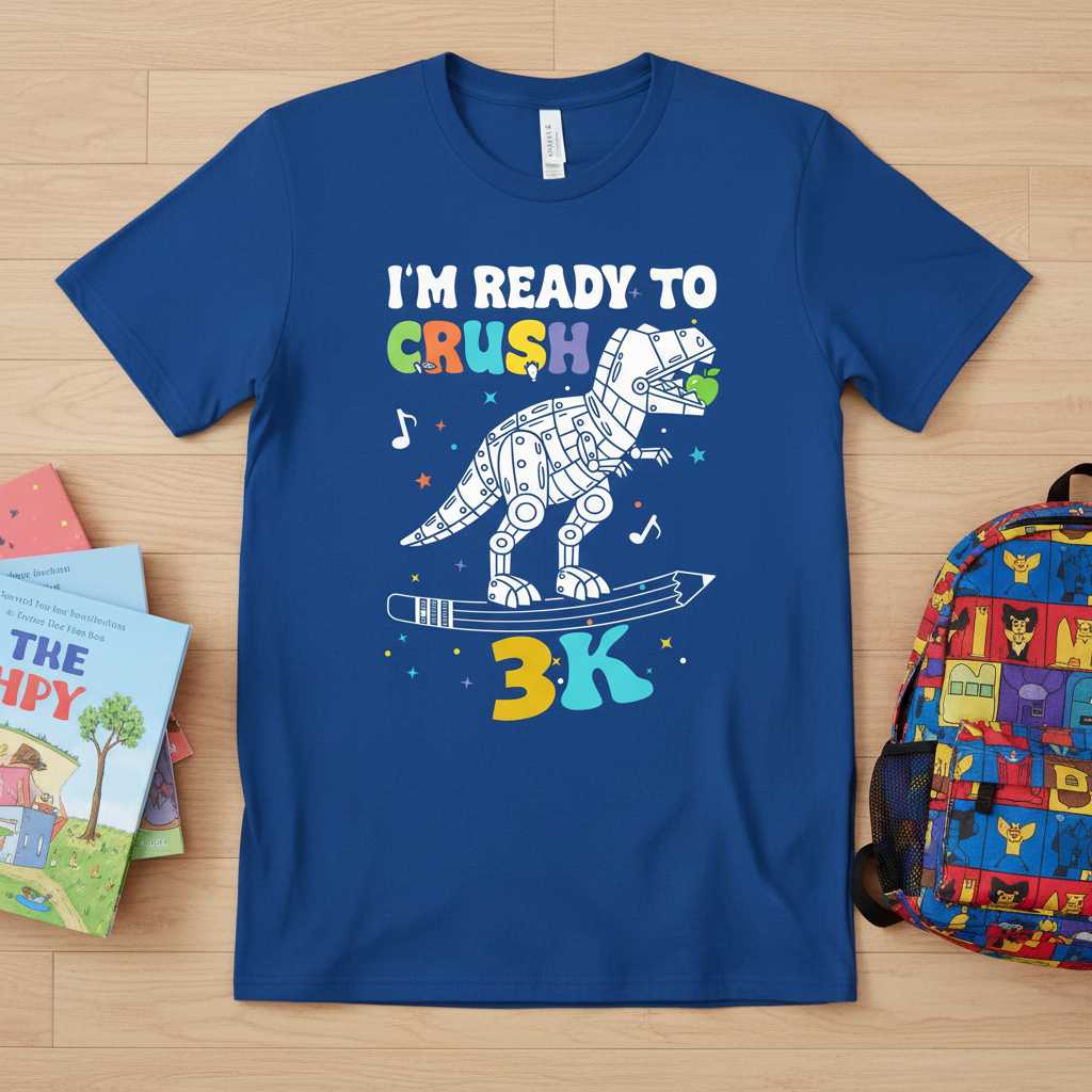 Im Ready To Crush 3k Robot Dinosaur Graphic T-Shirt, Funny School Tee Outfit