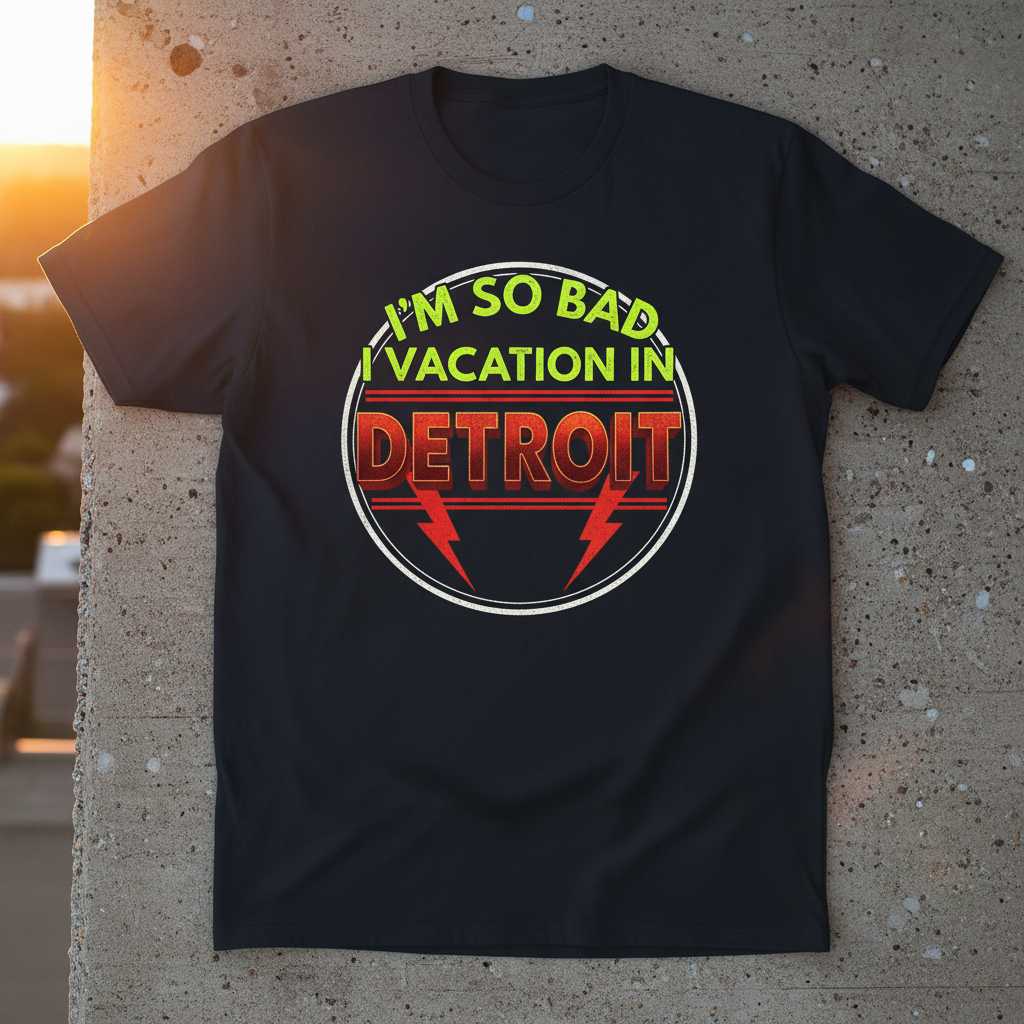 Im So Bad I Vacation In Detroit Retro T-Shirt, Funny Graphic Tee Souvenir