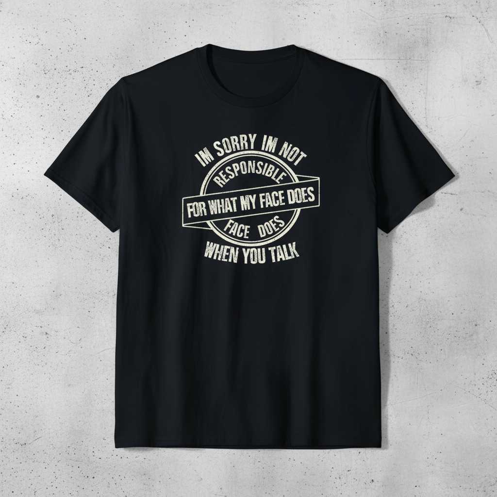 Im Sorry Im Not Responsible For What My Face Does When You Talk Distressed T-Shirt Funny Tee