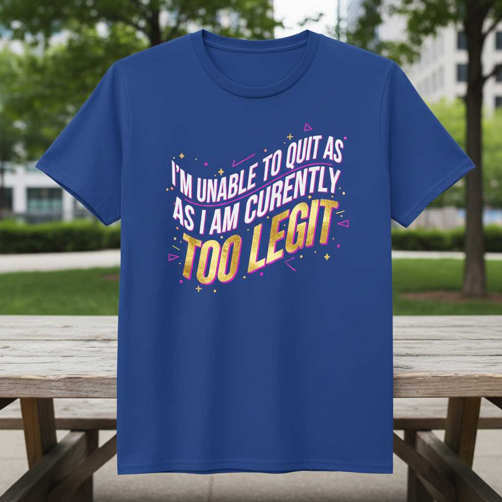 Im Unable To Quit As As I Am Curently Too Legit 90s Retro T-Shirt Funny Tee