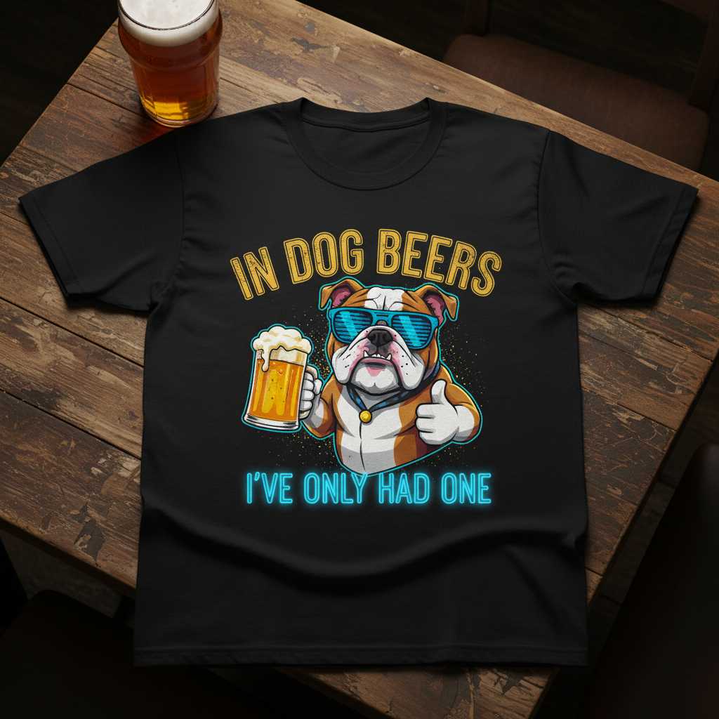 In Dog Beers Ive Only Had One Bulldog Retro Distressed T-Shirt, Funny Tee