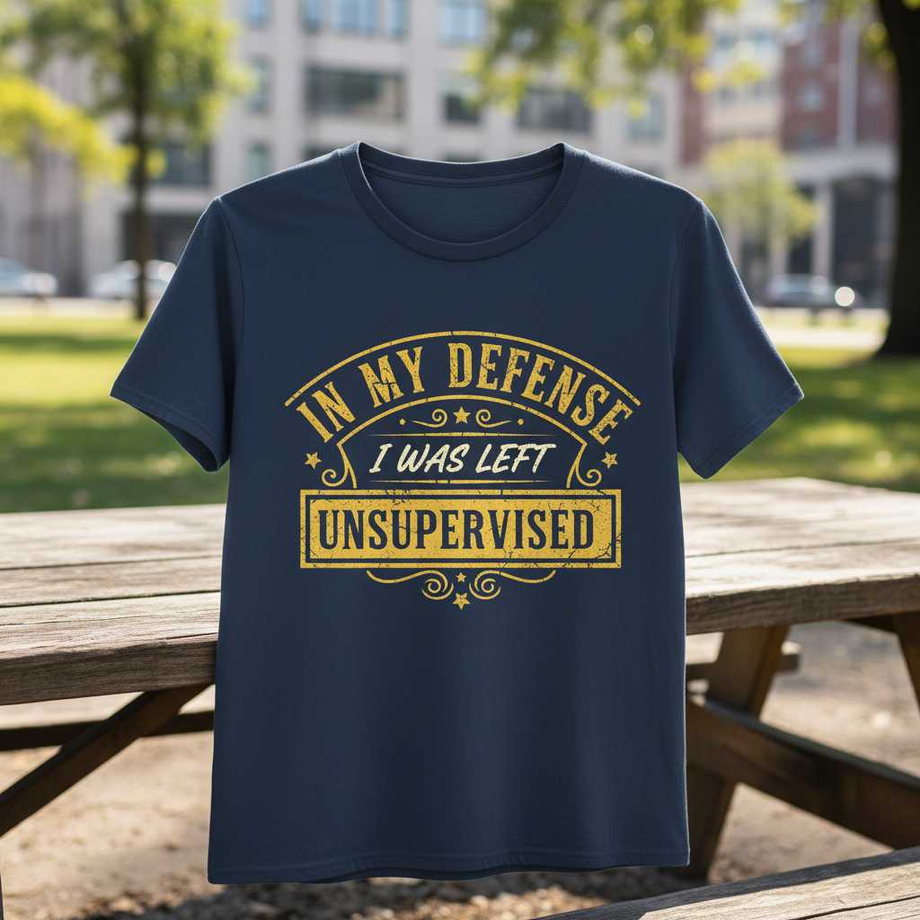 In My Defense I Was Left Unsupervised Vintage Distressed T-Shirt Funny Tee Idea
