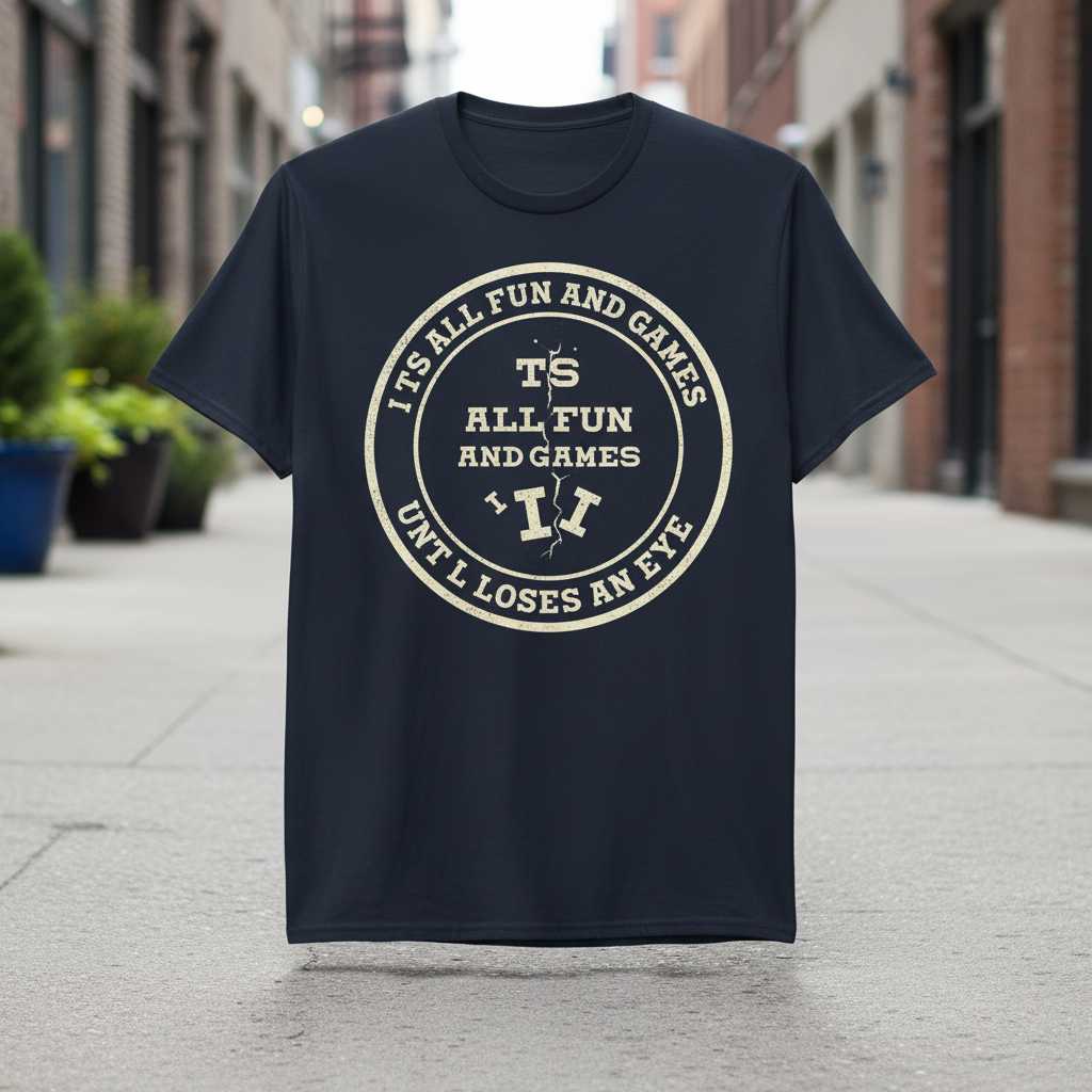 Its All Fun And Games Until I Loses An Eye Distressed T-Shirt Funny Tee Novelty