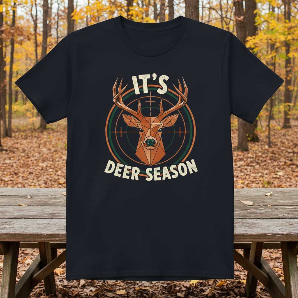 Its Deer Season Graphic T-Shirt, Hunting Tee Unisex Novelty Present Gear