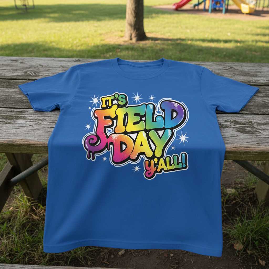 Its Field Day Yall! Retro Graphic T-Shirt, Teacher Kids Tee Souvenir