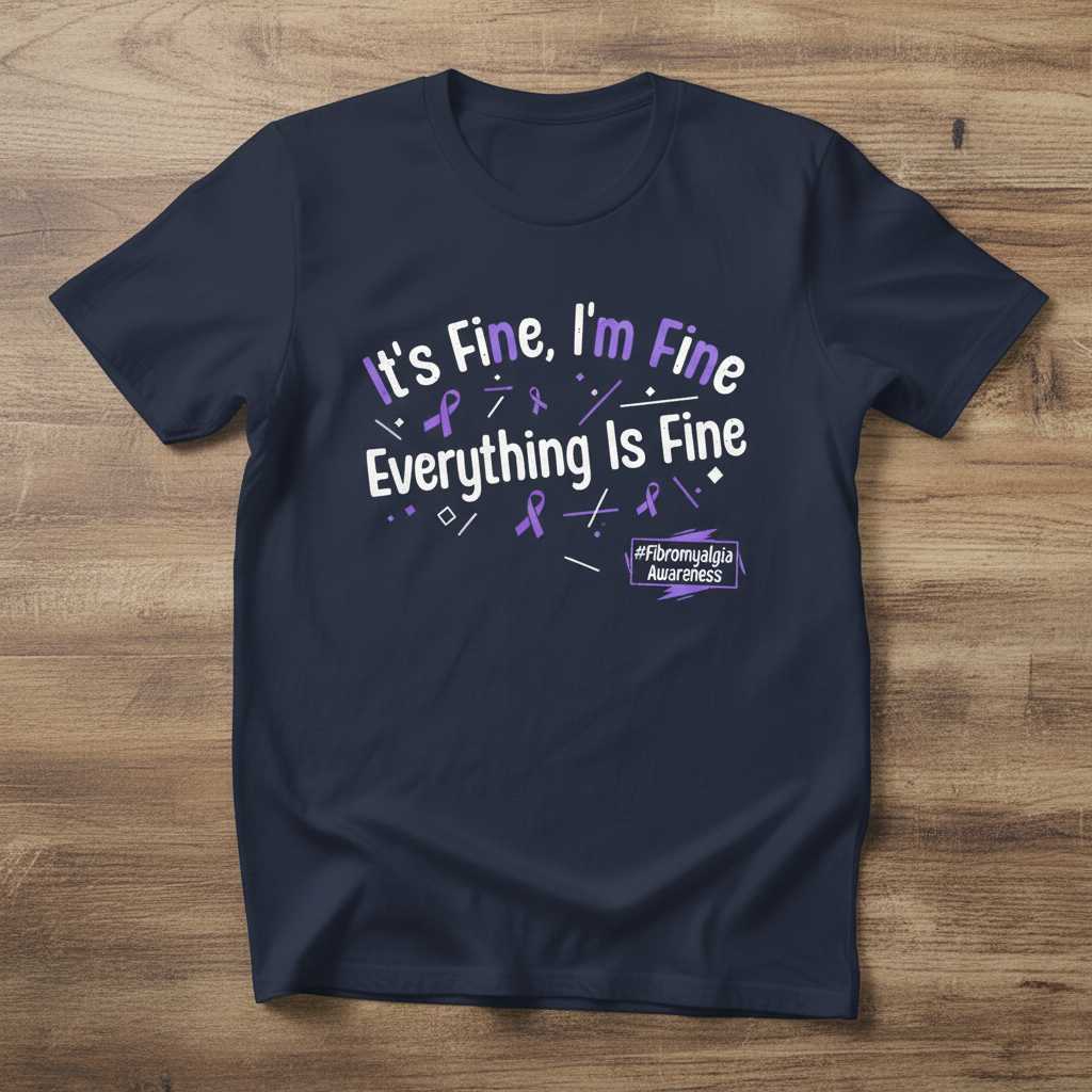 Its Fine Im Fine Everything Is Fine Fibromyalgia Awareness Graphic T-Shirt Tee
