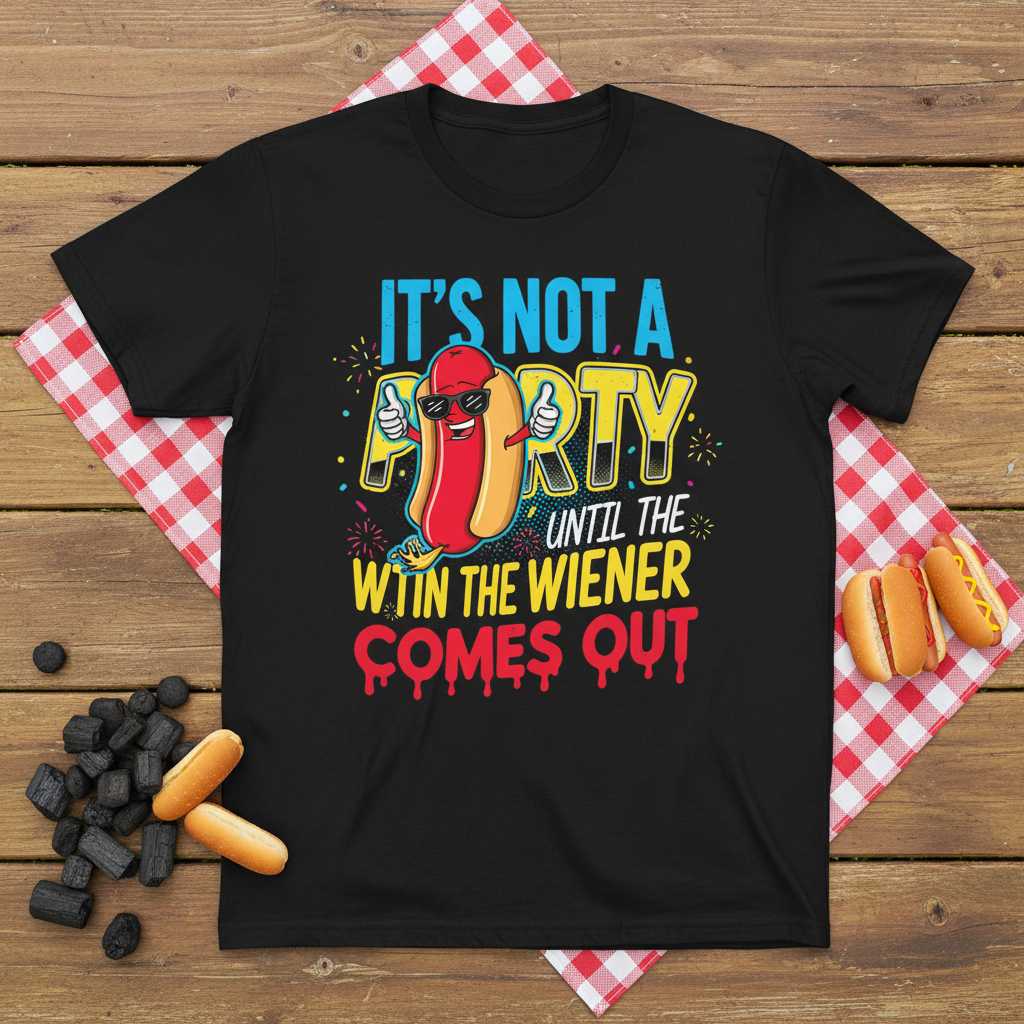 Its Not A Party Until The Wiener Comes Out Graphic T-Shirt, Funny Tee Idea