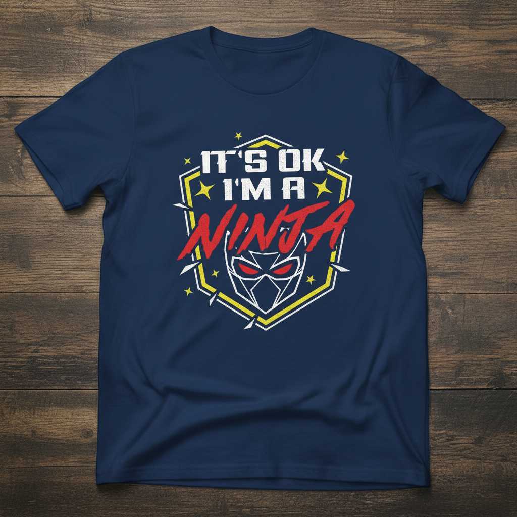 Its Ok Im A Ninja Distressed 90s Martial Arts Warrior T-Shirt Funny Tee