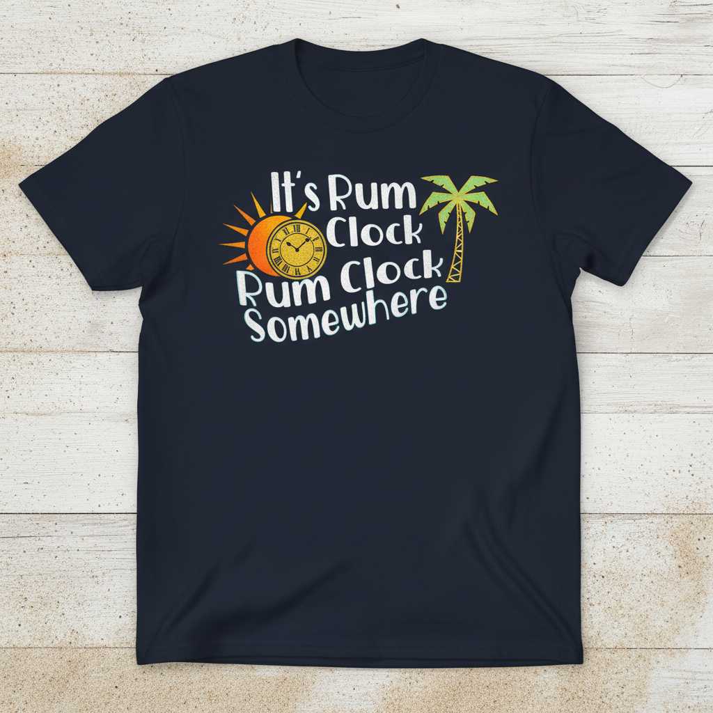 Its Rum Clock Rum Clock Somewhere Retro T-Shirt, Funny Graphic Tee Unisex Top