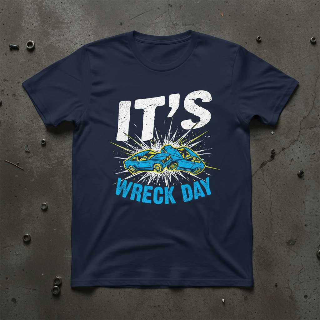 Its Wreck Day Distressed Vintage Demolition Derby T-Shirt Graphic Tee Gear