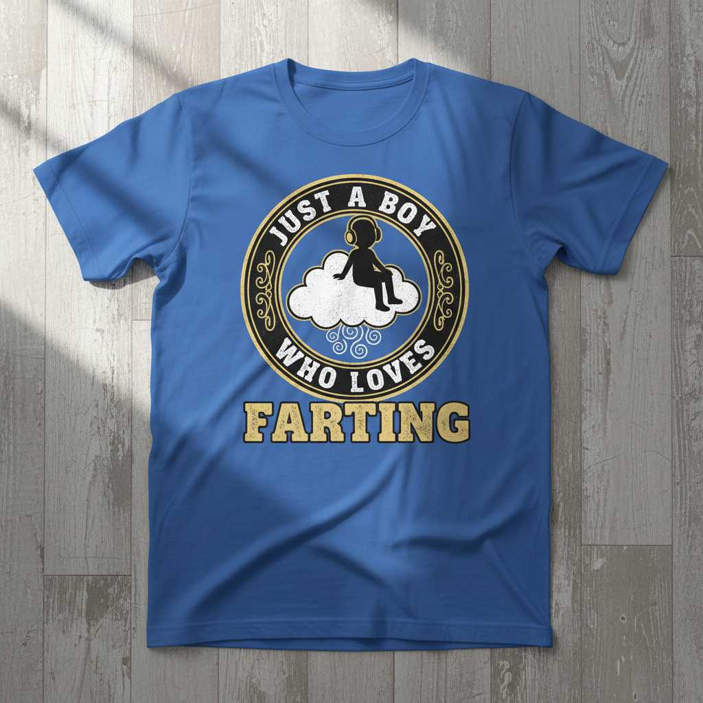 Just A Boy Who Loves Farting Vintage T-Shirt, Funny Novelty Tee Present Idea