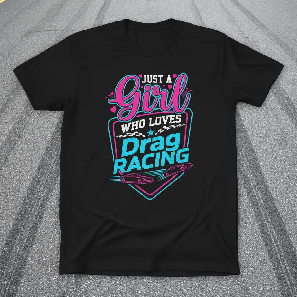 Just A Girl Who Loves Drag Racing Graphic T-Shirt, Racing Tee Gift Idea
