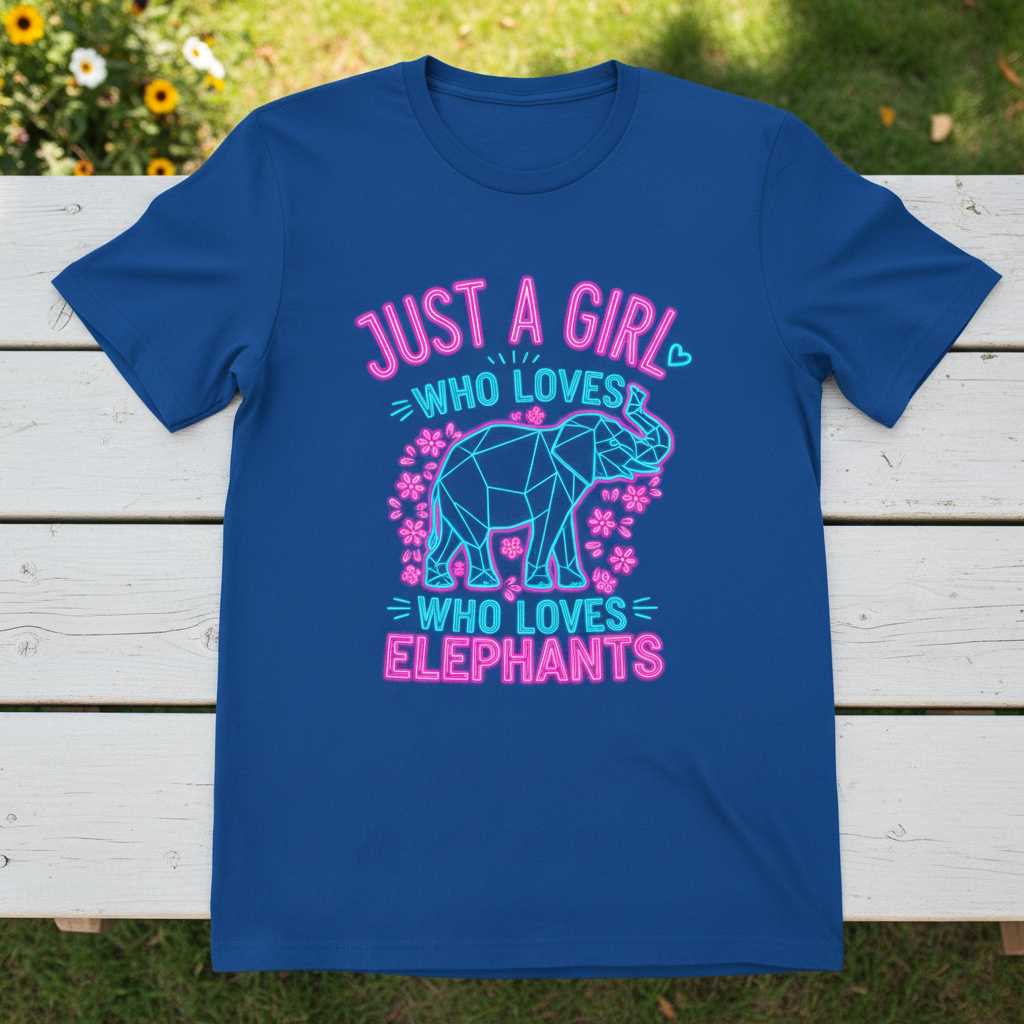 Just A Girl Who Loves Elephants Graphic T-Shirt, Cute Novelty Tee Idea