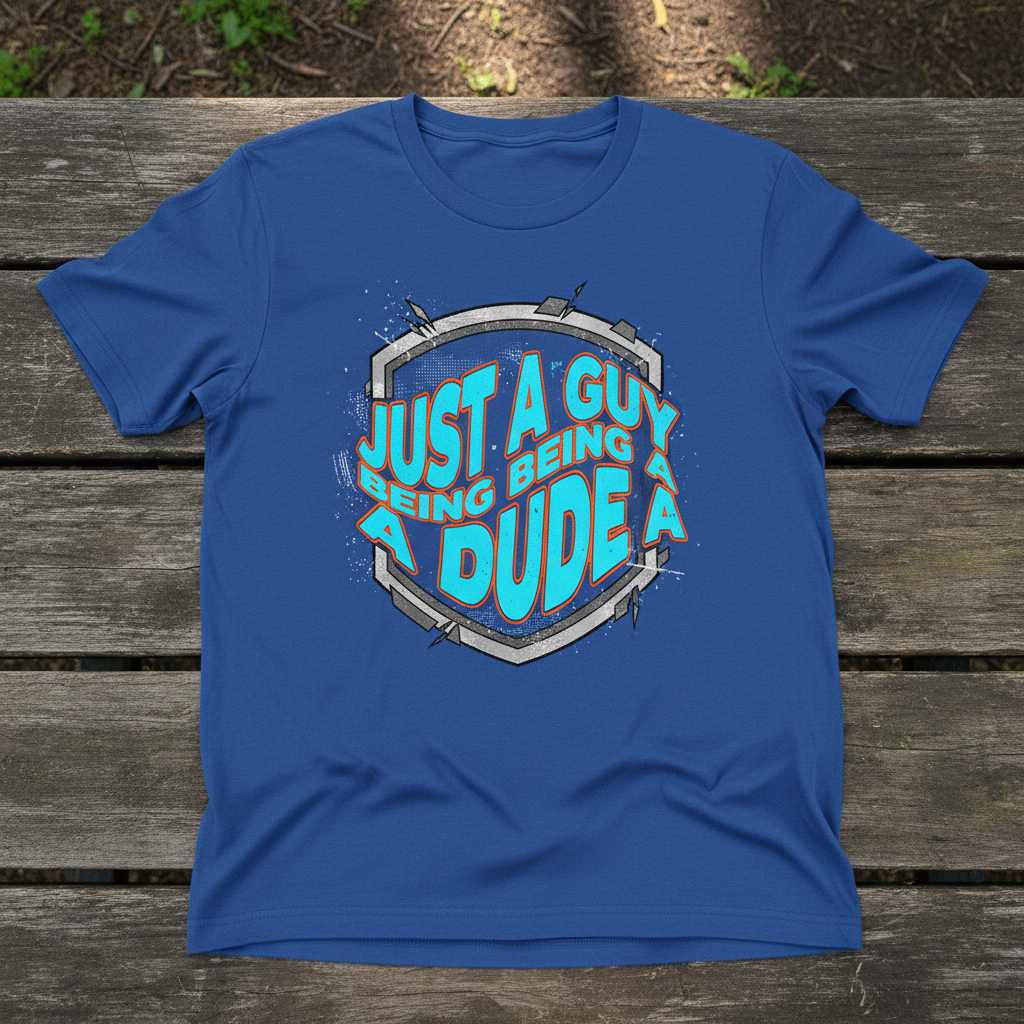 Just A Guy Being A Dude Distressed T-Shirt, Funny Graphic Tee Outfit Present