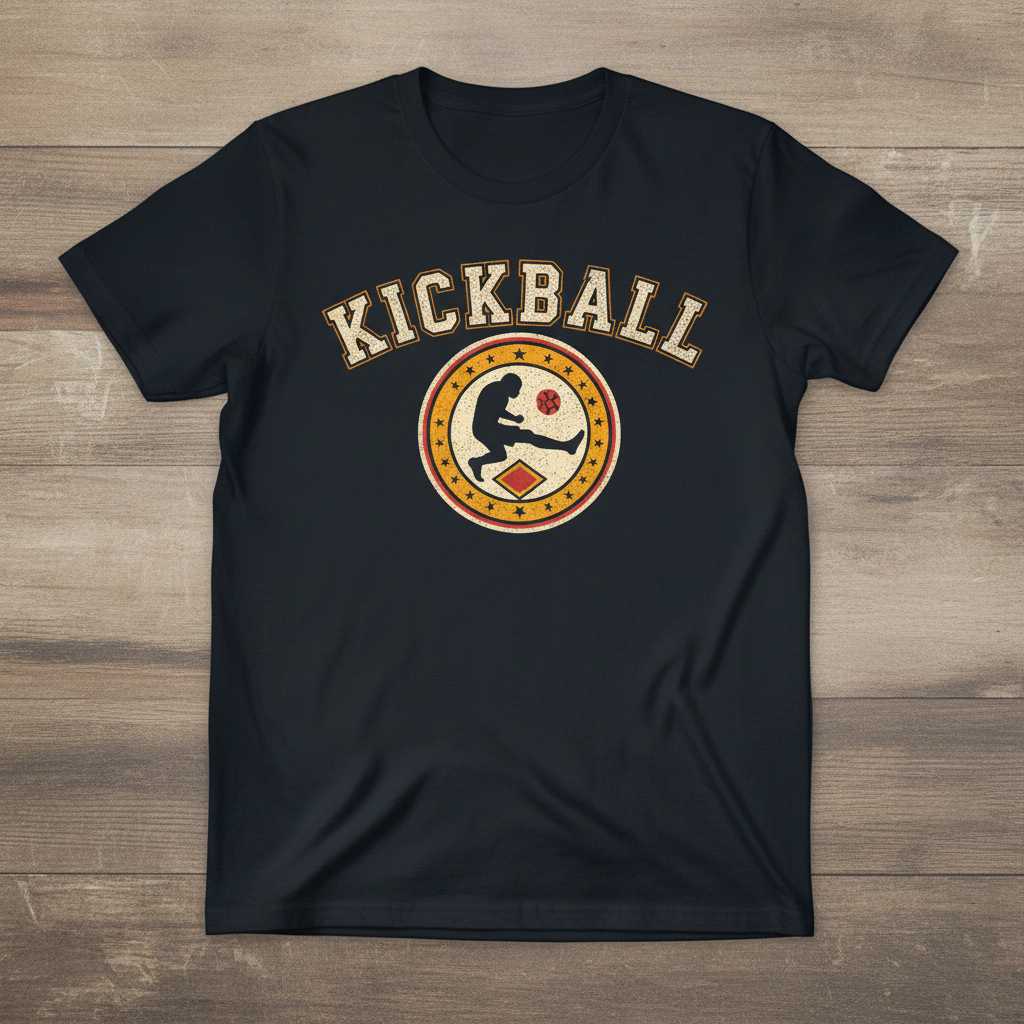 Kickball Vintage Retro Distressed T-Shirt, Funny Graphic Tee Sports Gear