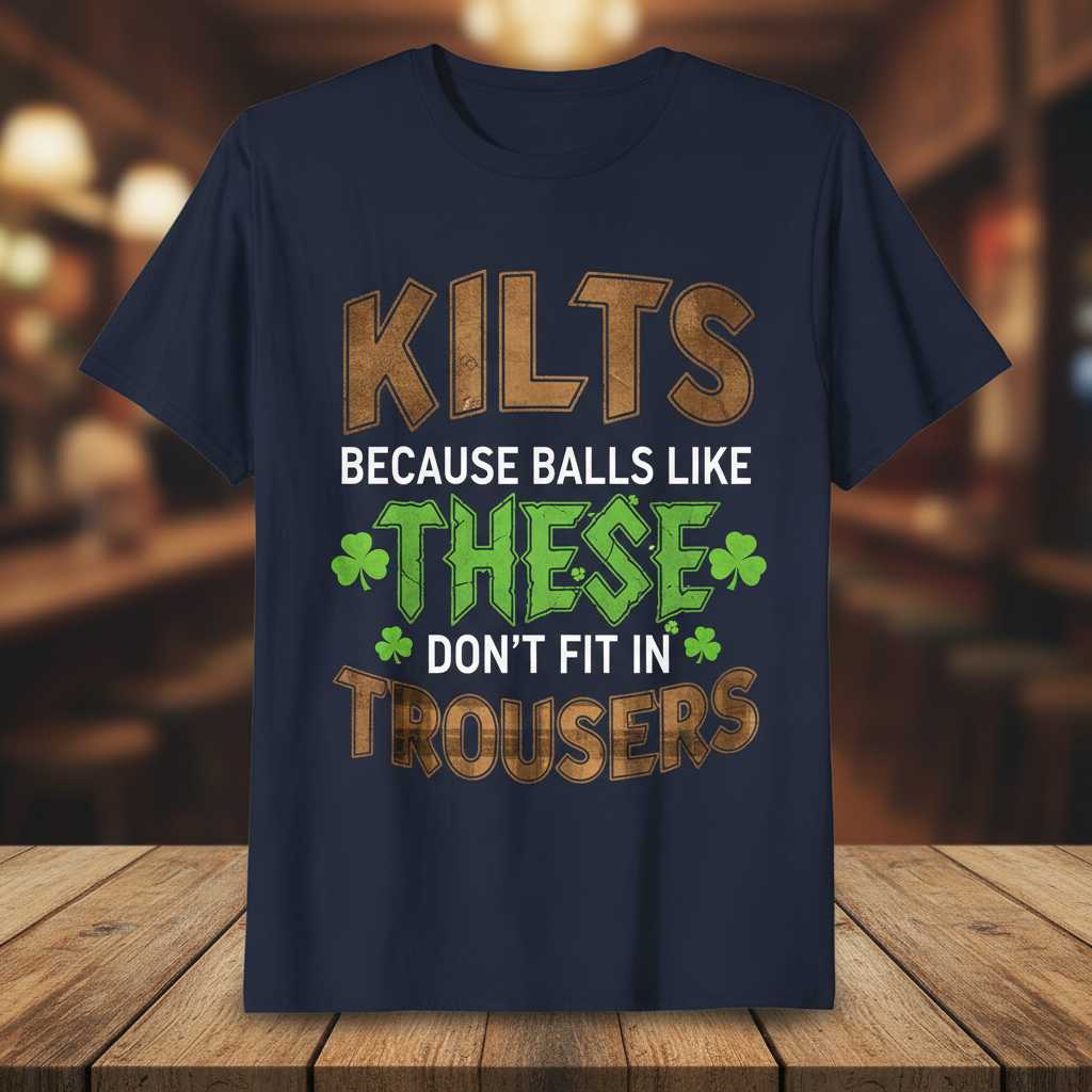 Kilts Because Balls Like These Dont Fit In Trousers Distressed T-Shirt, Funny Tee Merch