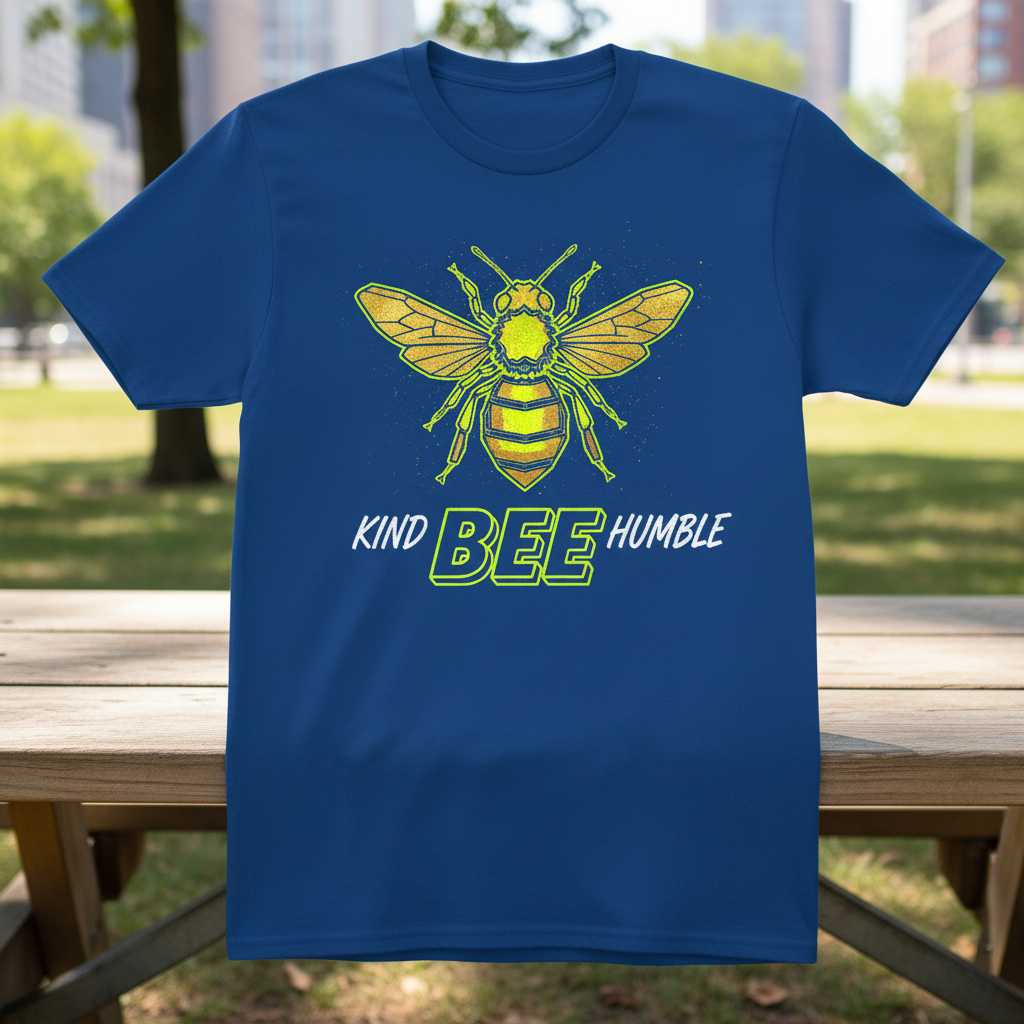 Kind Bee Humble Distressed Graphic T-Shirt, Funny Honey Bee Tee Novelty Gear