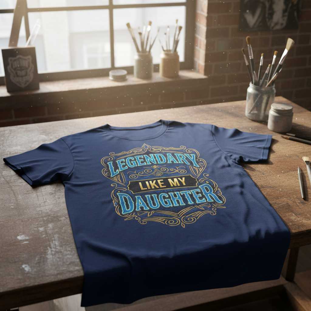 Legendary Like My Daughter Vintage T-Shirt, Funny Fathers Day Dad Tee Present
