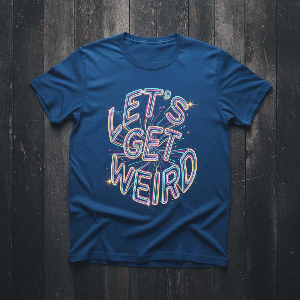 Lets Get Weird Retro T-Shirt, Graphic Rave Neon Music Festival Tee Gear