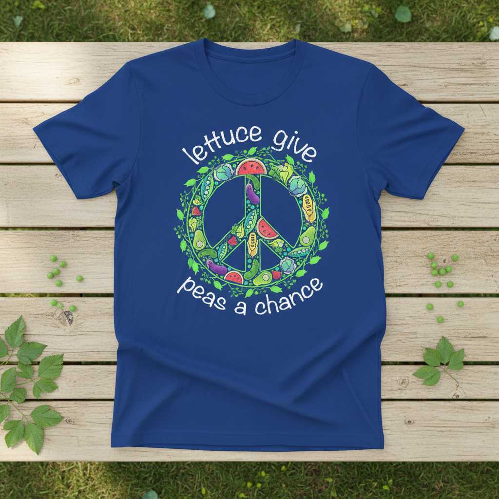 Lettuce Give Peas A Chance Funny Unisex T-Shirt, Vegan Vegetarian Tee Idea