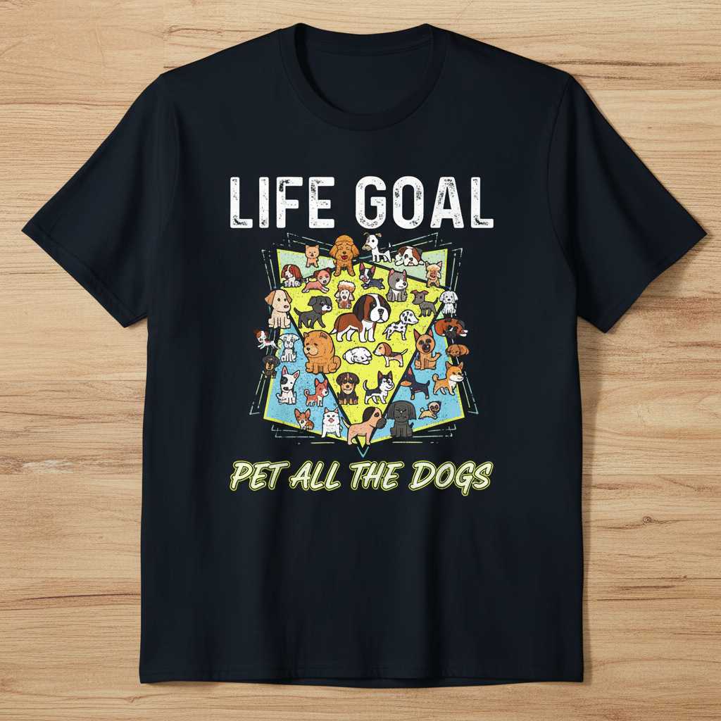 Life Goal Pet All The Dogs Vintage T-Shirt, Cute Graphic Tee Gift Idea