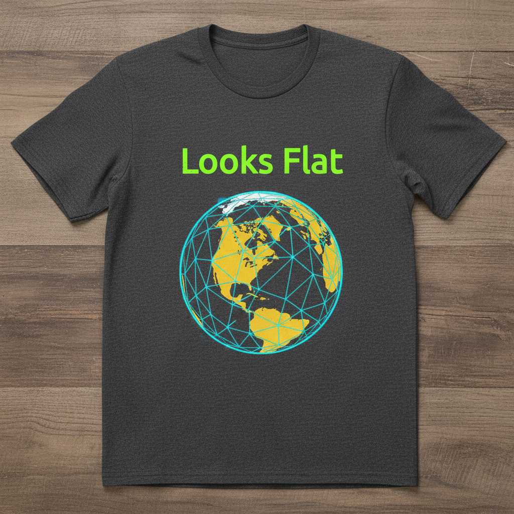 Looks Flat Sarcastic Flat Earth Graphic T-Shirt, Funny Novelty Tee Idea
