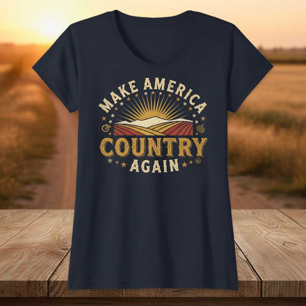 Make America Country Again Vintage Retro T-Shirt Graphic Novelty Tee Gear