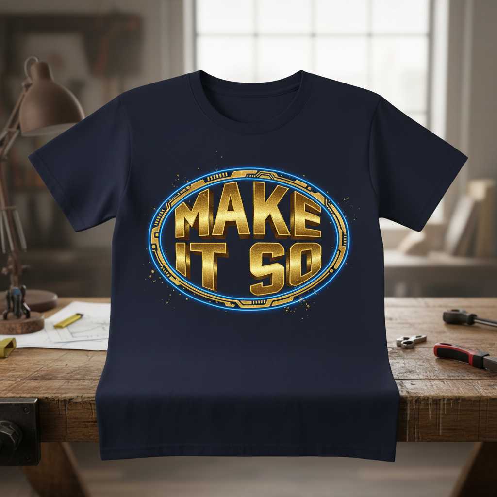 Make It So Sci-Fi Space Graphic T-Shirt, Futuristic Novelty Tee Souvenir