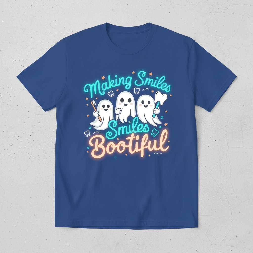 Making Smiles Bootiful Ghost Dentist Halloween T-Shirt, Funny Dental Graphic Tee