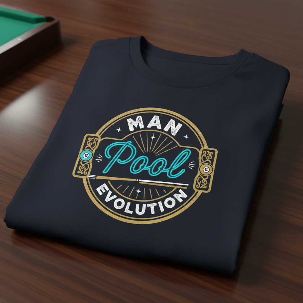 Man Pool Evolution Retro Graphic T-Shirt, Funny Billiards Tee Gift Idea